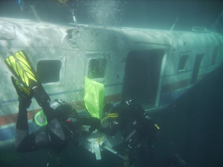 Working on Liftbag on Wing, Sinking Miss Laurie - Lake Rawlings, VA