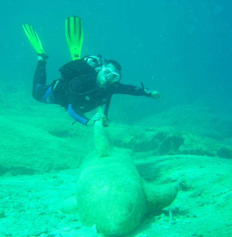 Riding a marble shark