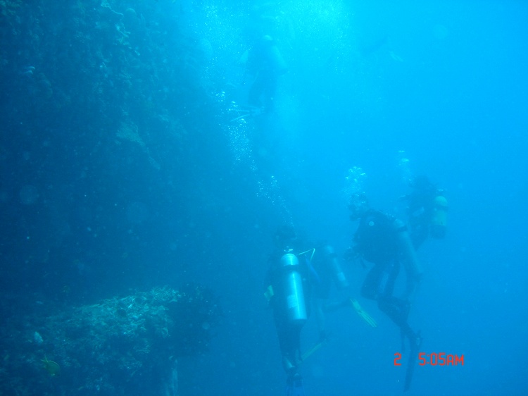 Few diver in wall diving