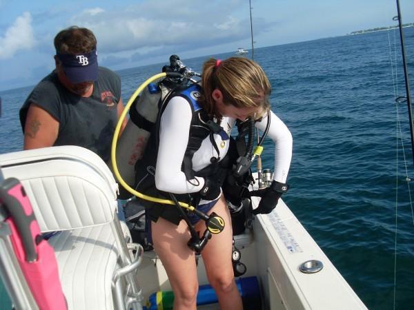 Me getting geared up at 1 mile reef off Anna Maria Island