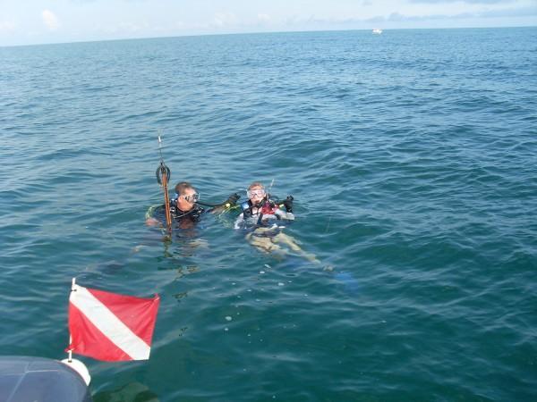 Mark and I getting ready to spear fish on 1 mile reef - Off Anna Maria Island