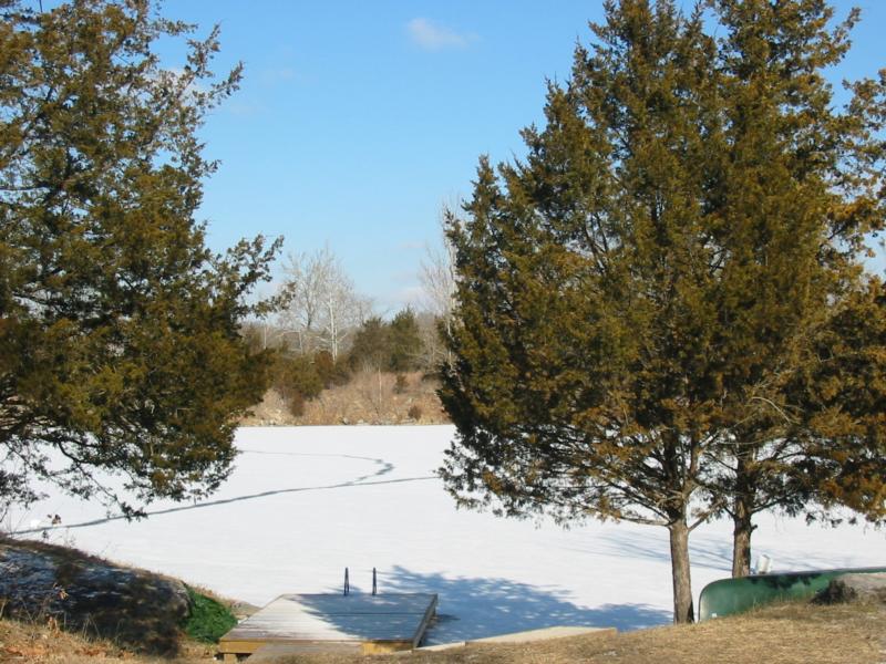 ice covers the quarry