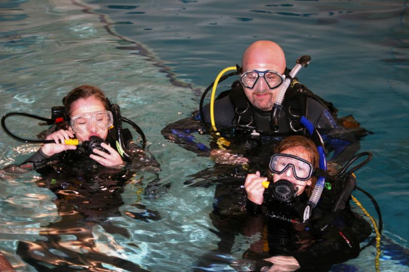 Me and the kids at the Dive Shop Pumpkin Carving