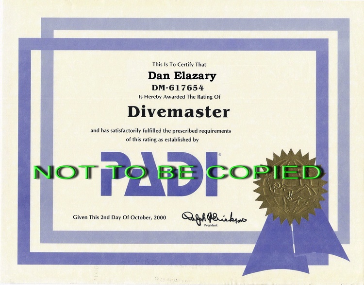 my dive master certificate