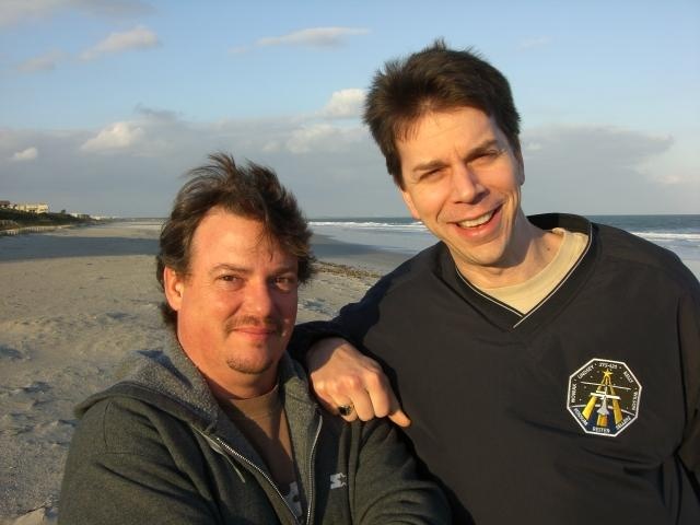 Dive buddy Sean & me on beach near Titusville, FL