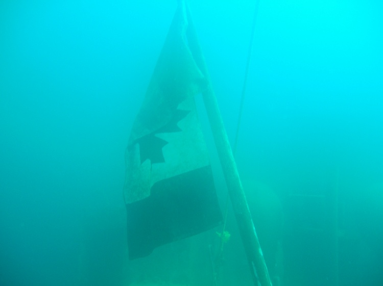 Canadian flag on the Niagara II - Tobermory