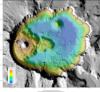 bathymetric map of Crater Lake OR, almost 2000 feet Deep