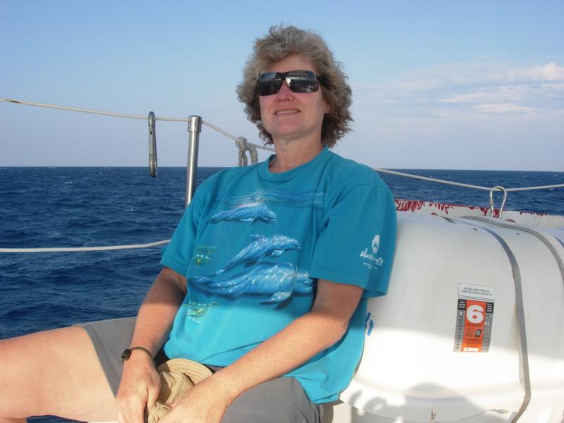 Sharon on a dive trip