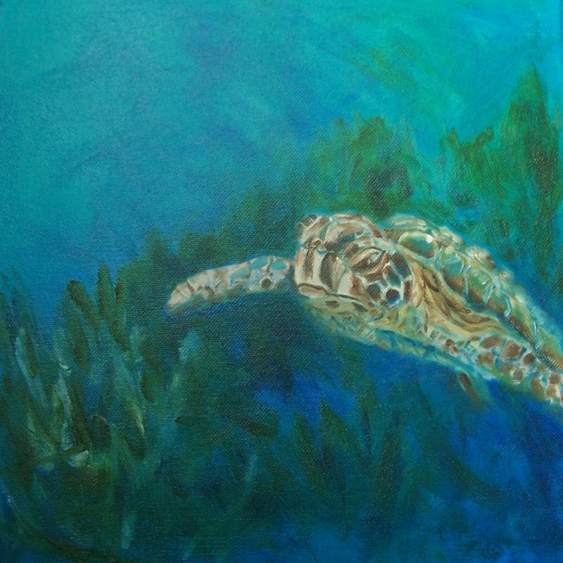 Reefman’s Turtle-oil painting by Bonnielynn