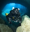 Diving the Meg at Blue Grotto Springs in Florida.