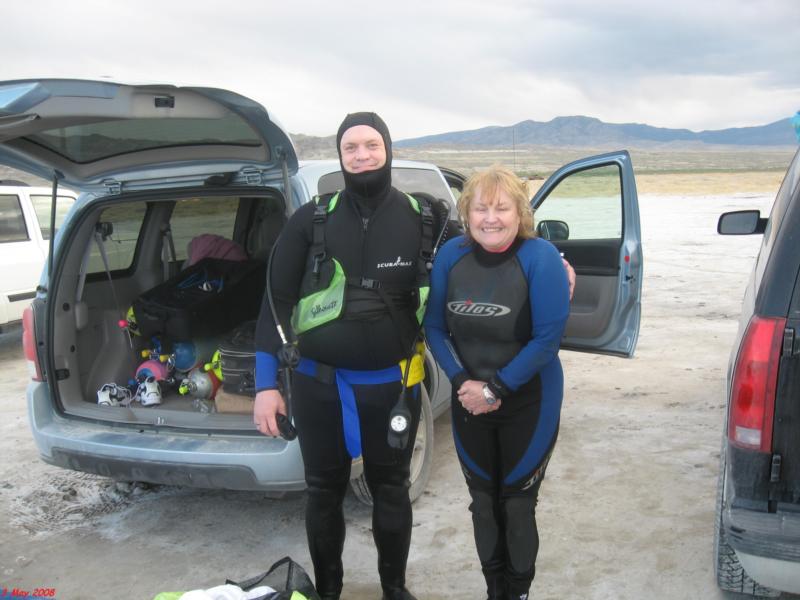 Me and my instructor at Blue Lake, south of Wendover, Nevada 4 May 2008