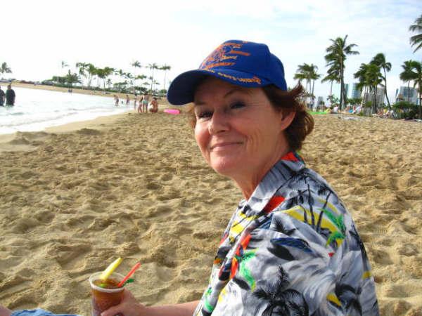 My beautiful wife on the beach at Waikiki on Oahu, HI. 12/18/08.