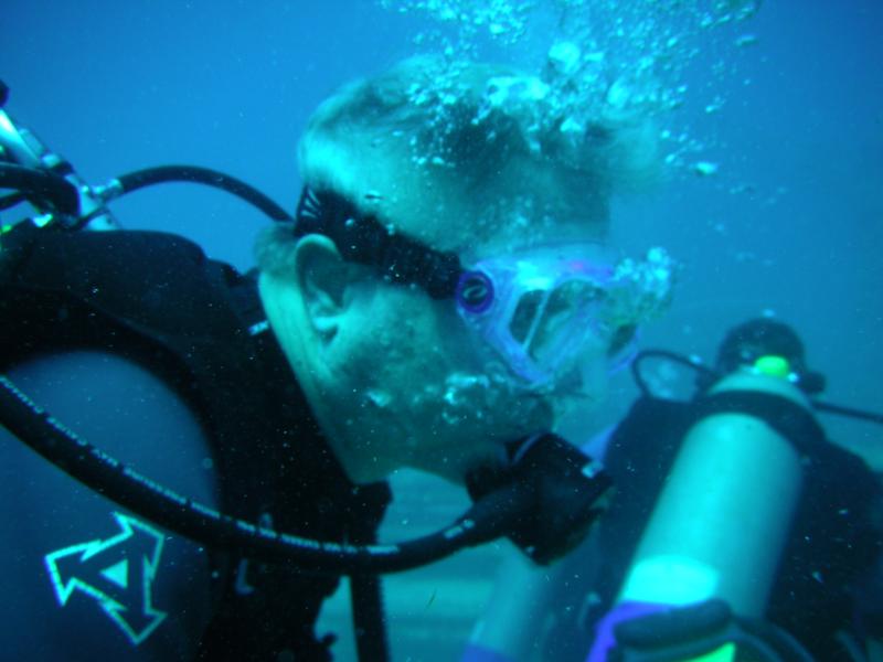 Dad’s Certification Dive Blowing Bubbles