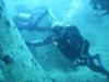 holding onto the prop of the ss thistlegorm in the red sea.