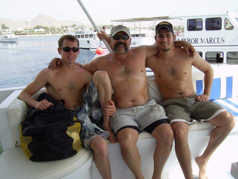 my sons and I in Sharm El Shek headed to the Thistlegorm