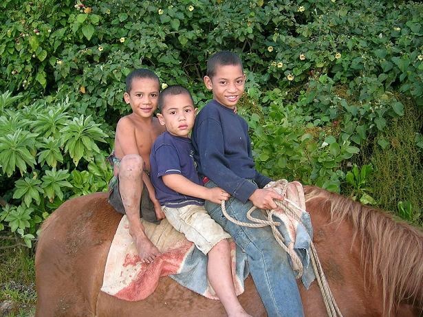 Kids on horseback in Hapia Tonga