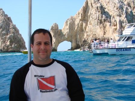 Me at Los Arcos in Cabo after our dive with the sea lions