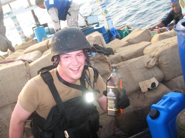 we siezed 500 cases of whiskey...then the boat started to sink, so we blasted it with 50 cals.