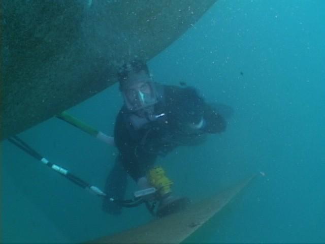 Polishing the ships screw