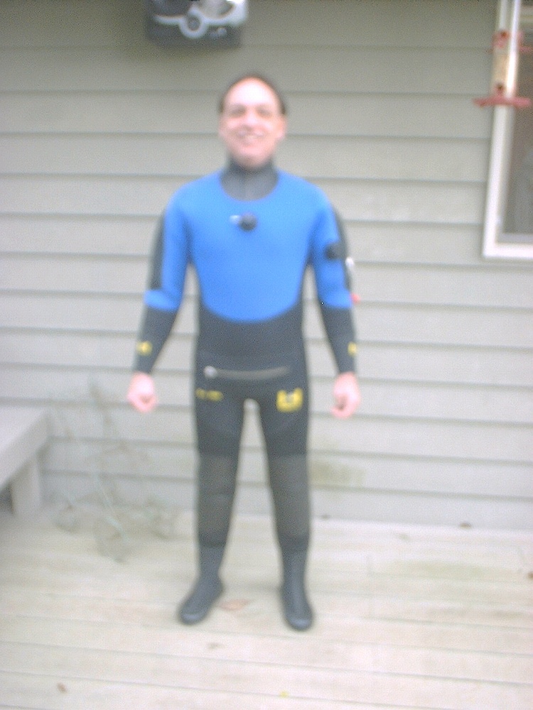 Me wearing my drysuit for cold water diving