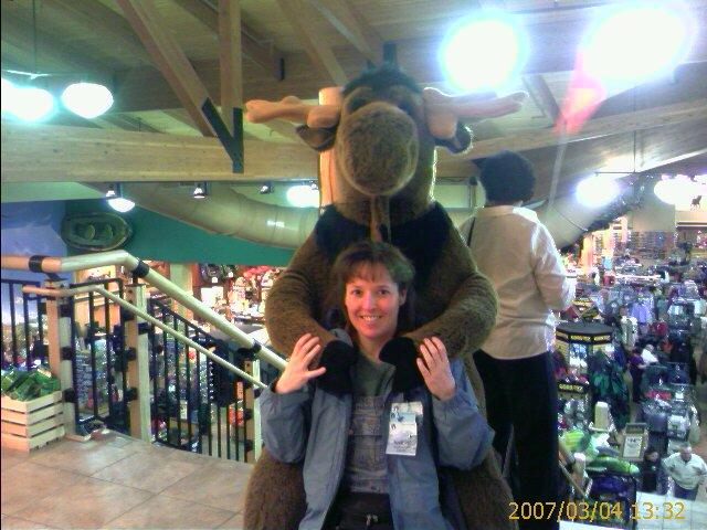 me and a moose at Cabellas in UT