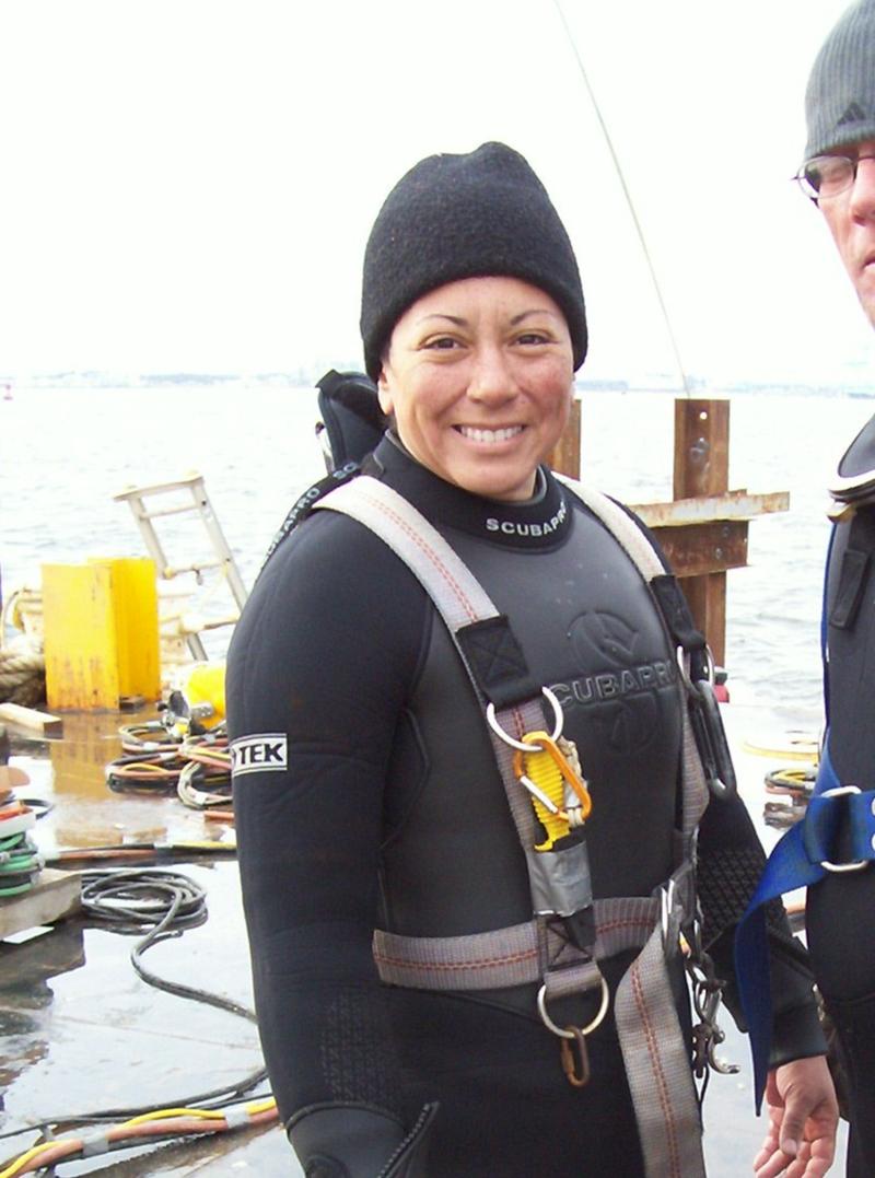 commercial diver hard at work
