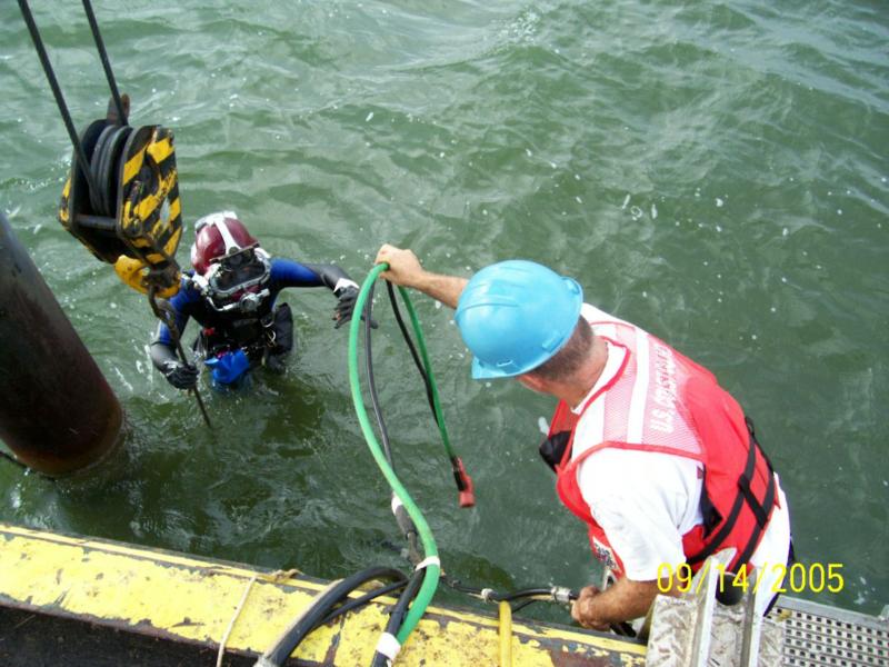 commercial divers hard at work 