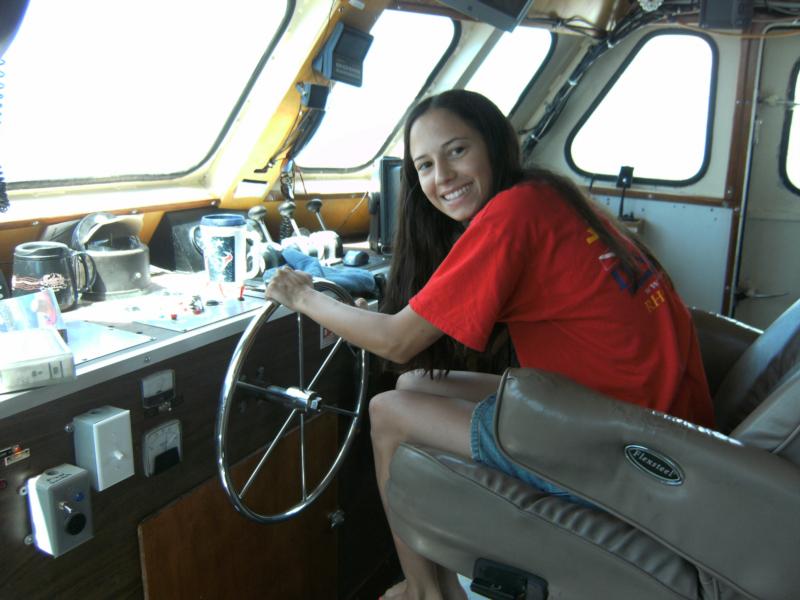 Me driving the M/V Fling