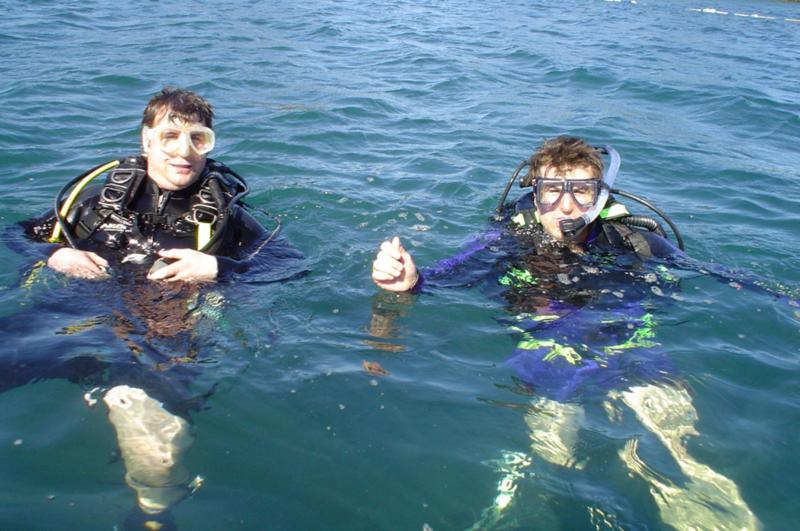 Me and my twn brother diving in Florida