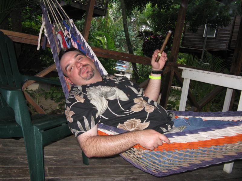 My husband relaxing after a hard day snorkeling.